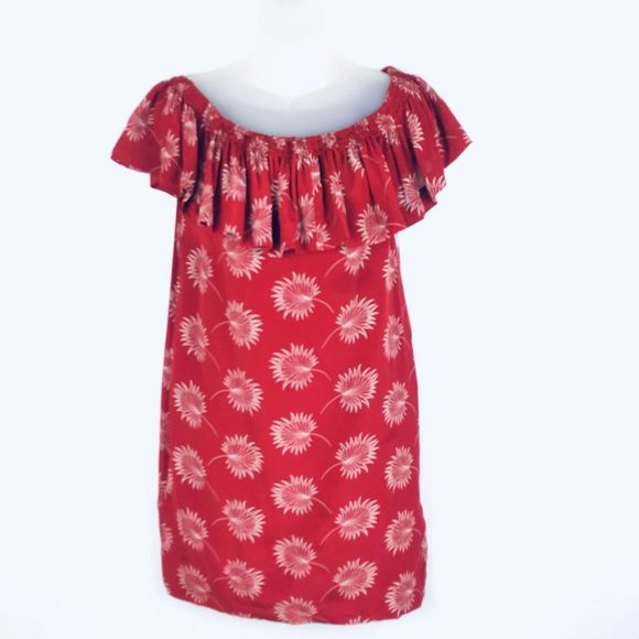 Madewell Silk Off The Shoulder Palm Flower Dress - Picture 1 of 7